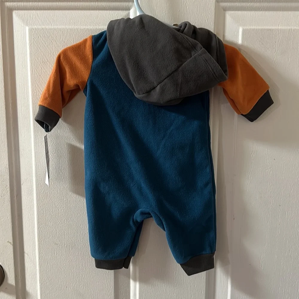 *FINAL* CARTER’S BABY FLEECE ONESIE: BLUE/GRAY/ORANGE: NEW WITH TAGS: NEWBORN